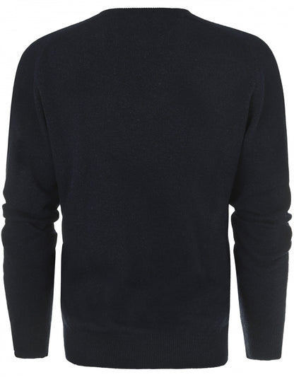 William Lockie V-Ausschnitt-Pullover aus Lammwolle | Oxfordblau