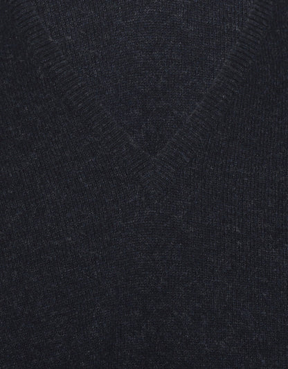 William Lockie V-Ausschnitt-Pullover aus Lammwolle | Oxfordblau