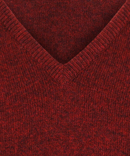 William Lockie V-Ausschnitt-Pullover aus Lammwolle | Roter Samt