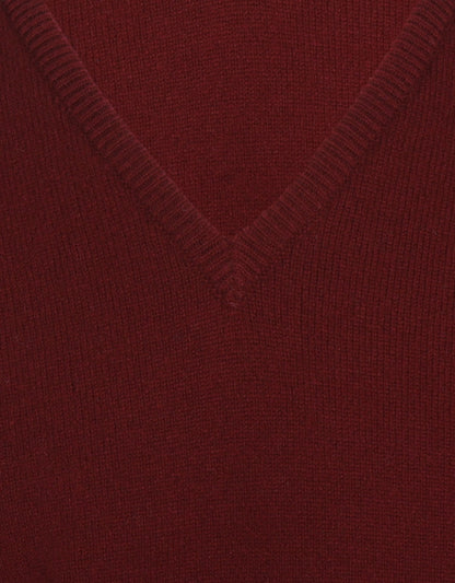 William Lockie V-Ausschnitt-Pullover aus Lammwolle | Bordeaux