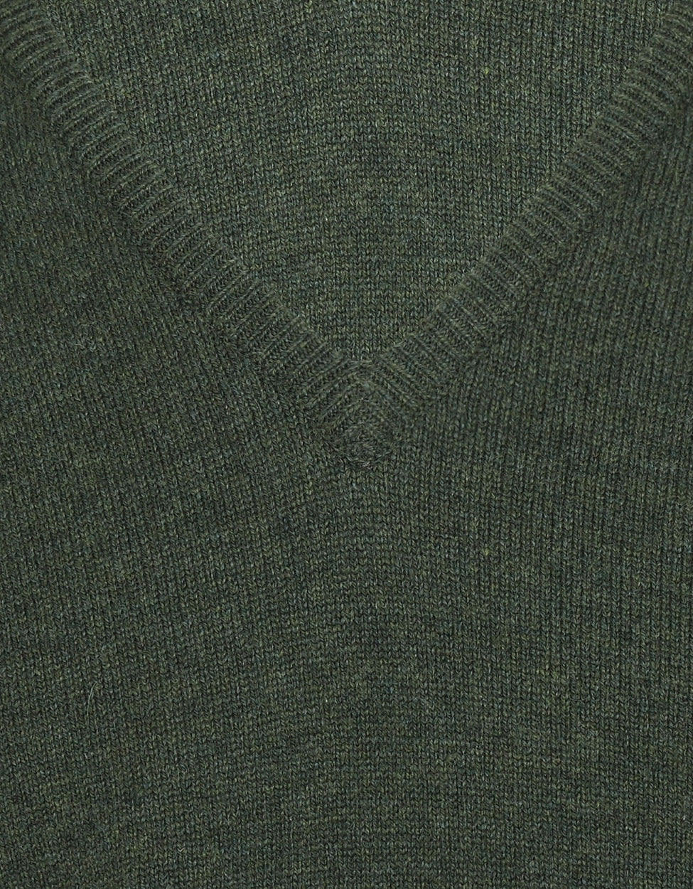 William Lockie V-Ausschnitt-Pullover aus Lammwolle | Rosmarin