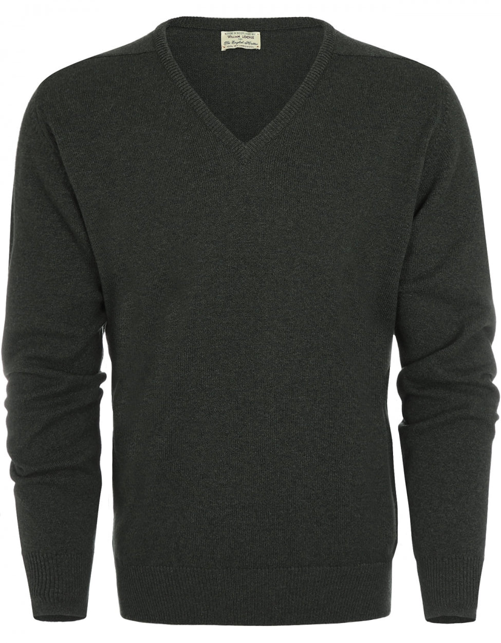 William Lockie V-Ausschnitt-Pullover aus Lammwolle | Seetang