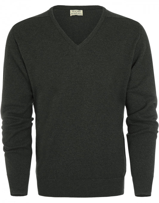 William Lockie V-Ausschnitt-Pullover aus Lammwolle | Seetang