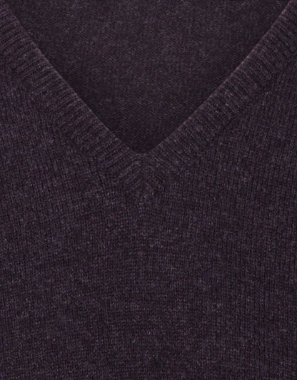 William Lockie V-Ausschnitt-Pullover aus Lammwolle | Holunderbeere
