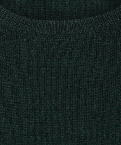 Pullover aus Lammwolle mit Rundhalsausschnitt im holländischen Schnitt | Tartangrün