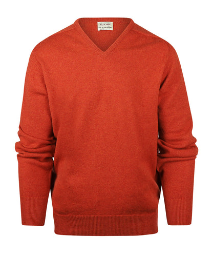 Pullover aus Lammwolle, holländische Passform, V-Ausschnitt | Braun