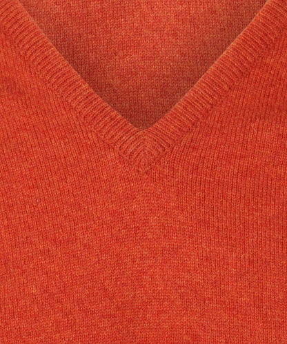 Pullover aus Lammwolle, holländische Passform, V-Ausschnitt | Braun