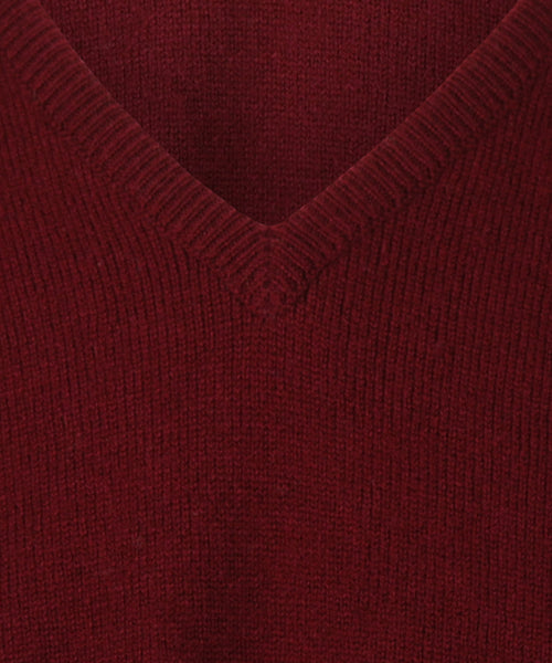 Pullover Lamswol dutch fit v-hals | Bordeaux
