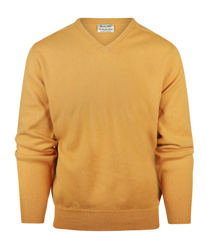 Lamswollen V-Hals Pullover Dutch Fit | Harvest Gold