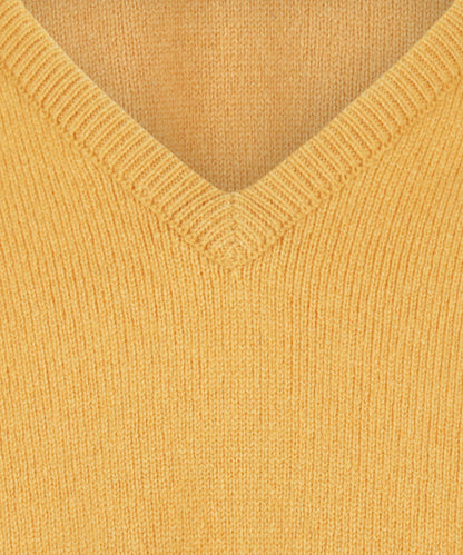 Lamswollen V-Hals Pullover Dutch Fit | Harvest Gold