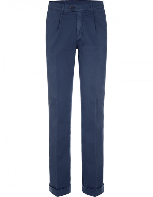 Pantalon Bandplooi met Omslag | Blauw