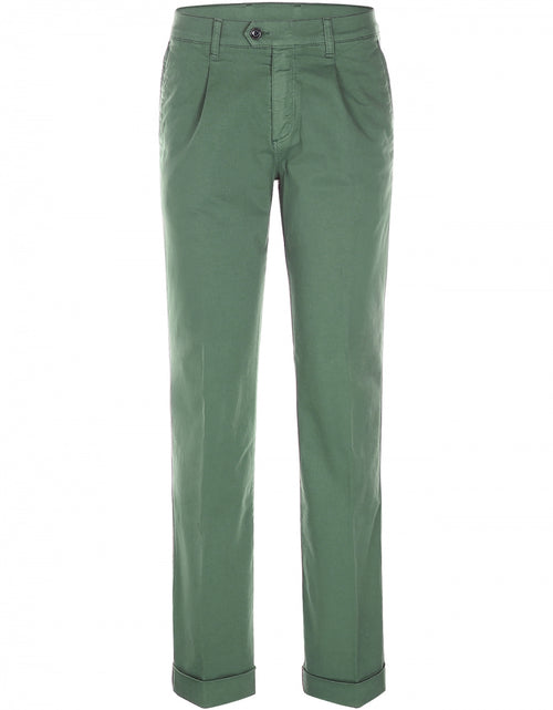 Pantalon Bandplooi met Omslag | Groen