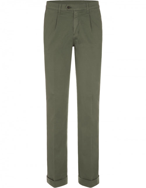 Pantalon Bandplooi met Omslag | Groen