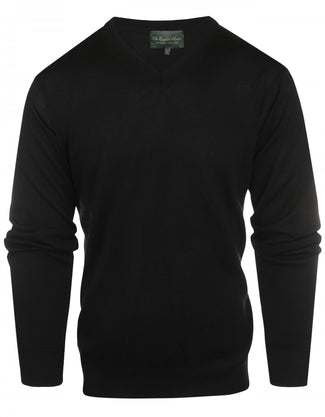 Pullover klassiek Merino wol v-hals | Zwart