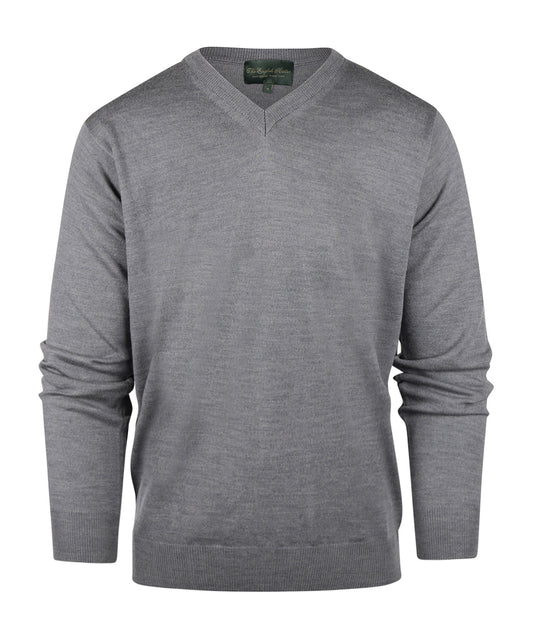 Merinowollpullover mit V-Ausschnitt | Mittelgrau