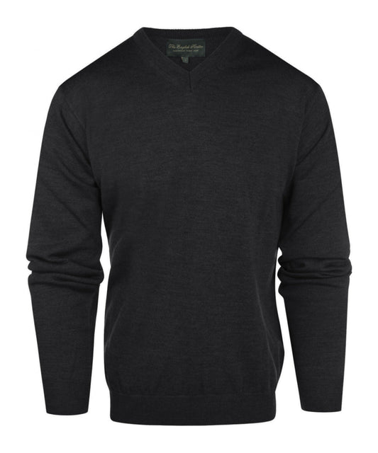 Merino V-Hals Pullover | Charcoal