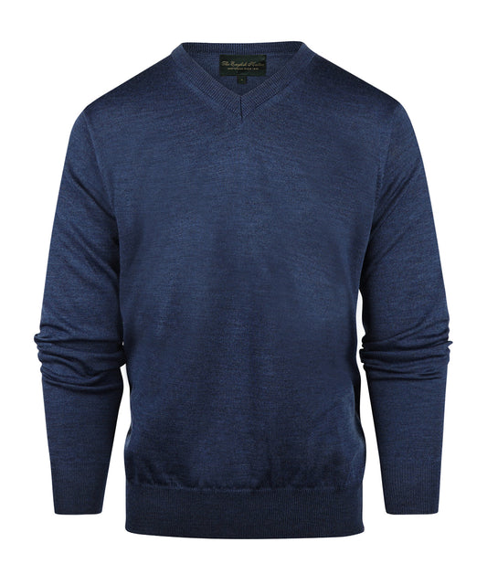 Merinowollpullover mit V-Ausschnitt | Blau