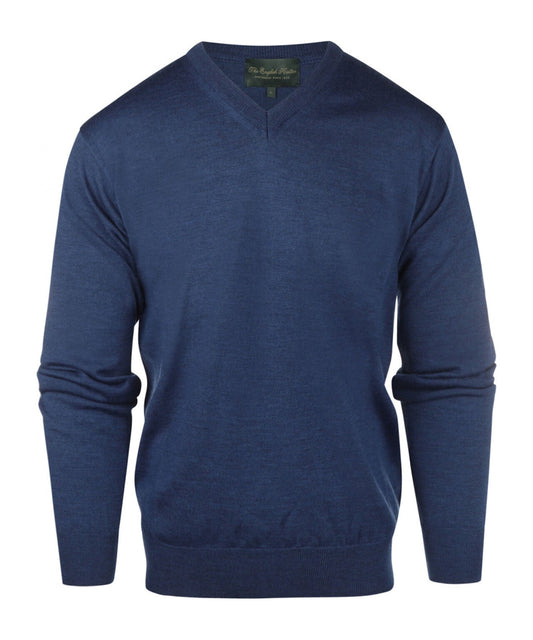 Merino V-Hals Pullover | Blauw Melange