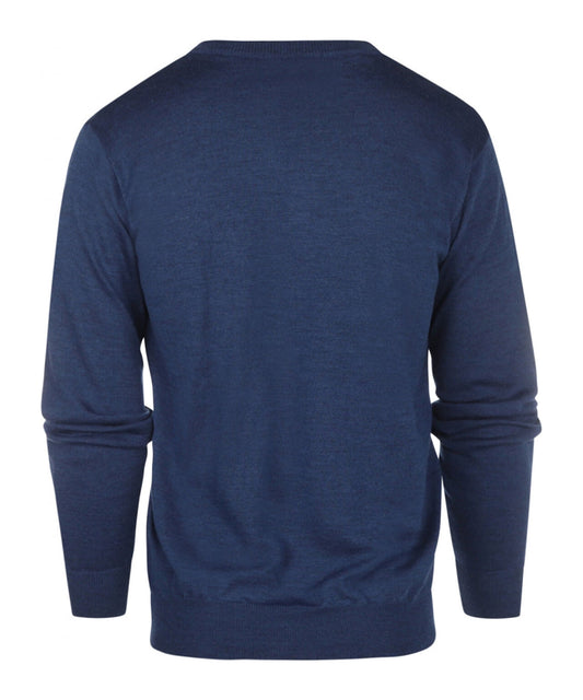 Merino V-Hals Pullover | Blauw Melange