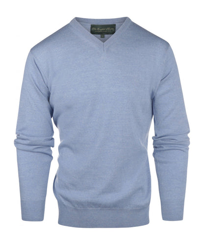 Merinowollpullover mit V-Ausschnitt | Hellblau