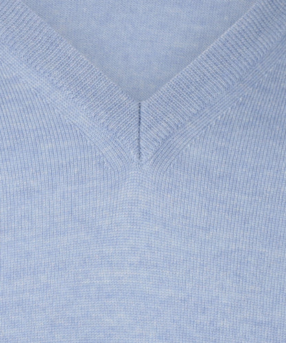 Merinowollpullover mit V-Ausschnitt | Hellblau