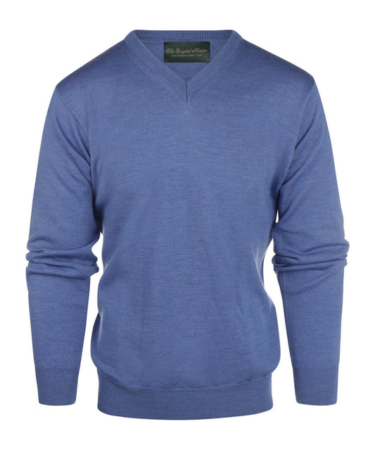Merino wool v-neck sweater | Blue