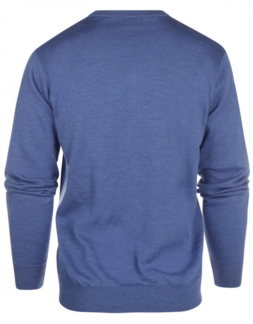 Pullover merino wol v-hals | Blauw
