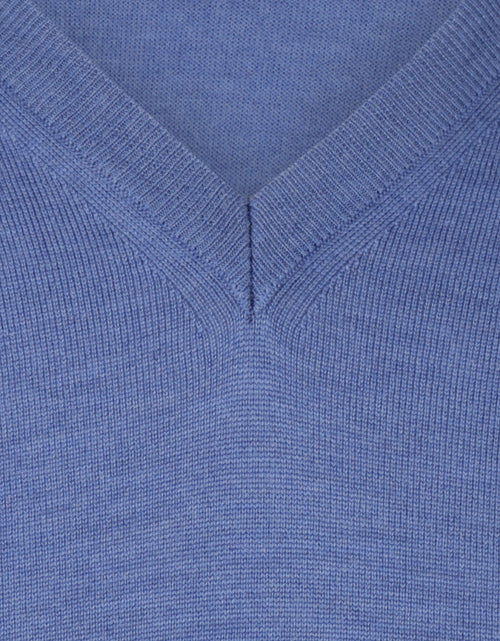 Pullover merino wol v-hals | Blauw