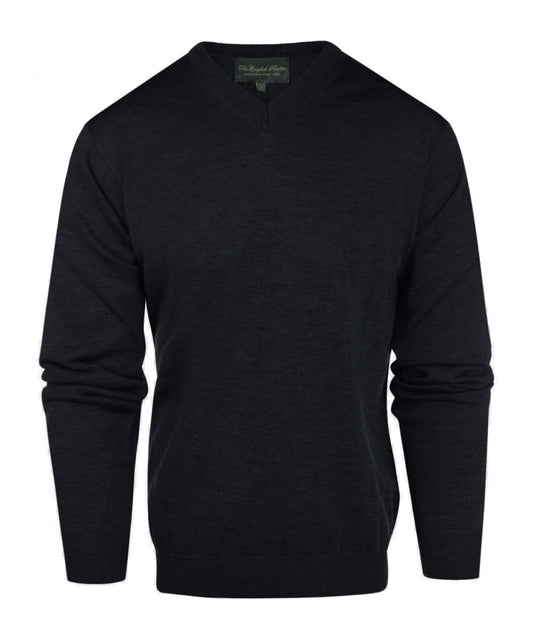 Merino wool v-neck sweater | Blue-grey