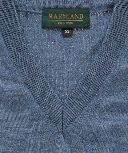 Pullover aus Merinowolle mit V-Ausschnitt | Blau-Mix