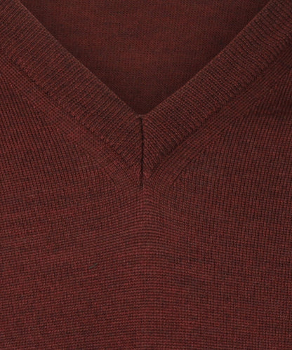 Pullover aus Merinowolle mit V-Ausschnitt | Bordeaux