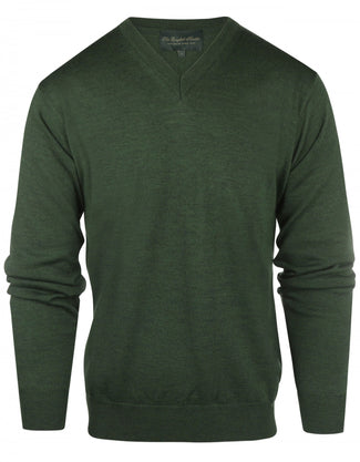 Pullover klassiek Merino wol v-hals | Groen