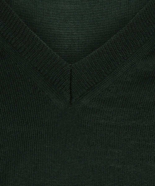 Pullover merino wol v-hals | Groen