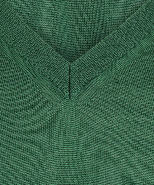 Pullover merino wol v-hals | Groen