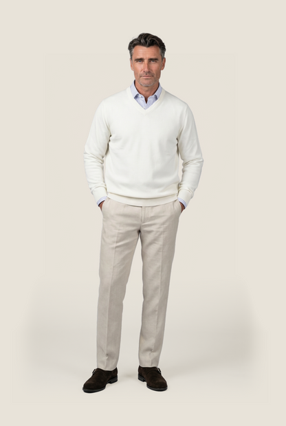 Pullover merino wool v-neck | Wool White
