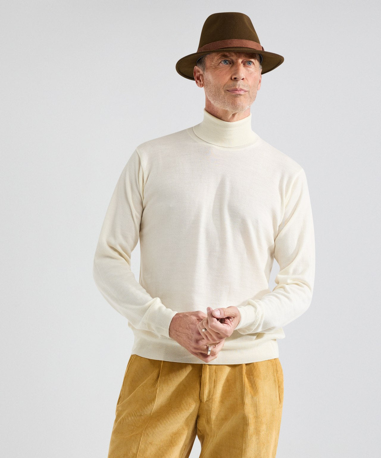 Rollkragenpullover aus Merinowolle | Weiße Wolle
