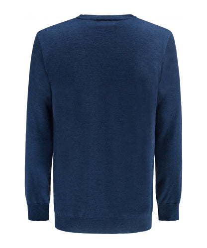 Merino wool round neck sweater | Blue