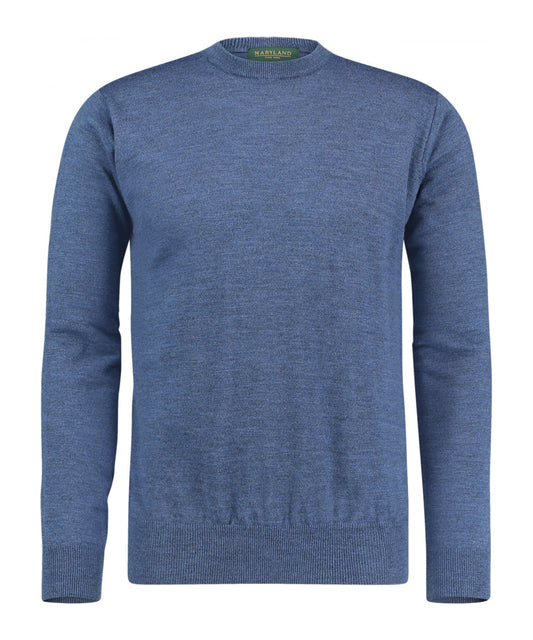 Merinowollpullover mit Rundhalsausschnitt | Hellindigo