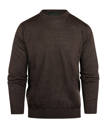 Merino Ronde Hals Pullover | Donker Bruin