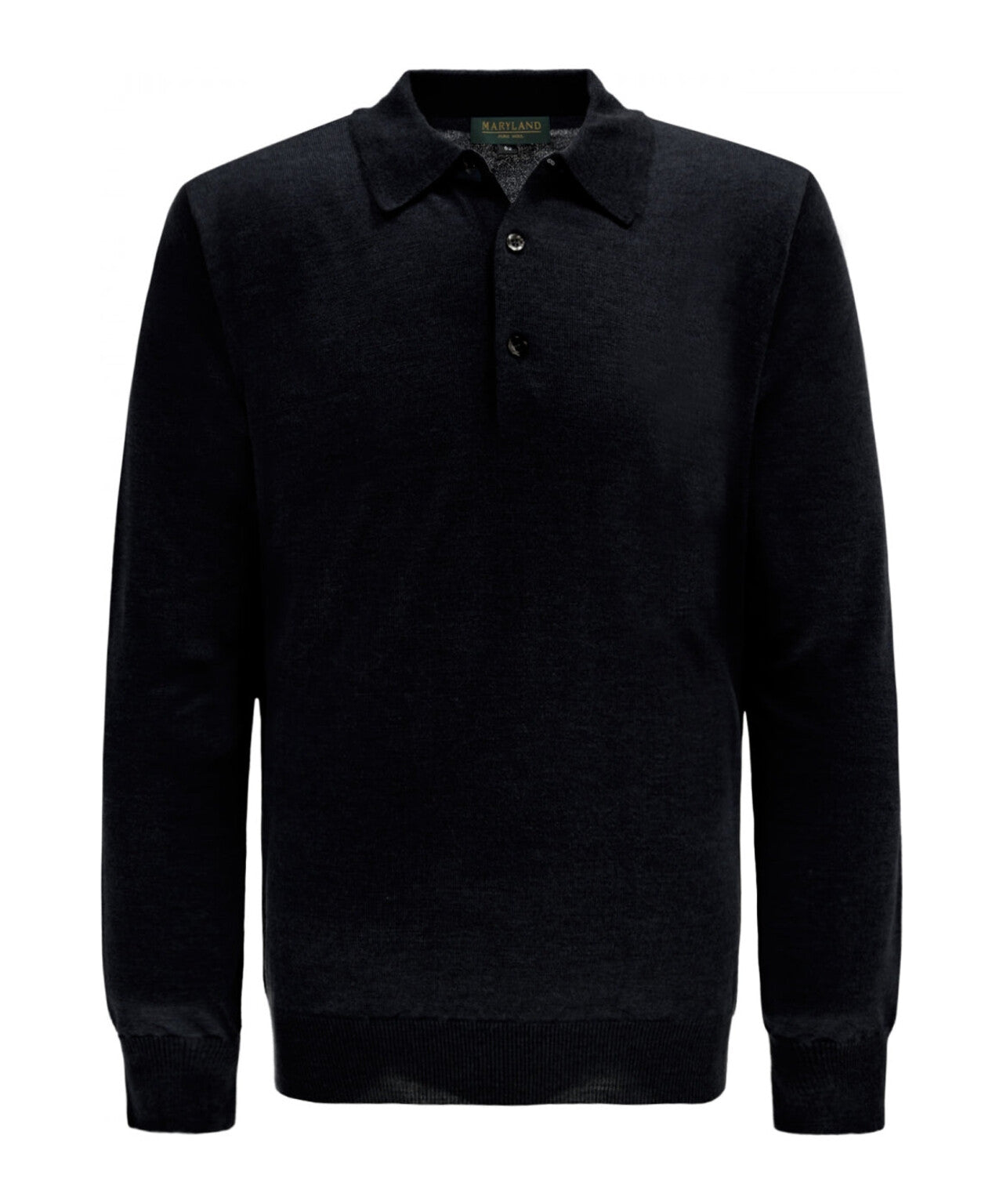 Merino Polo Pullover | Zwart