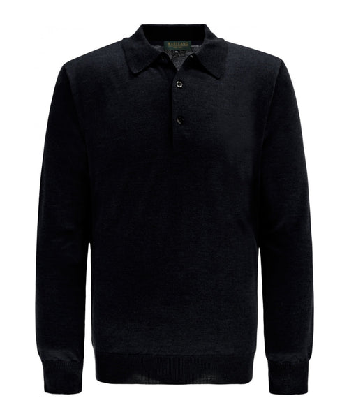 Pullover polo merino wol | Zwart