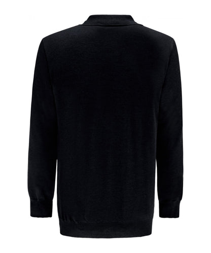 Merino Polo Pullover | Zwart