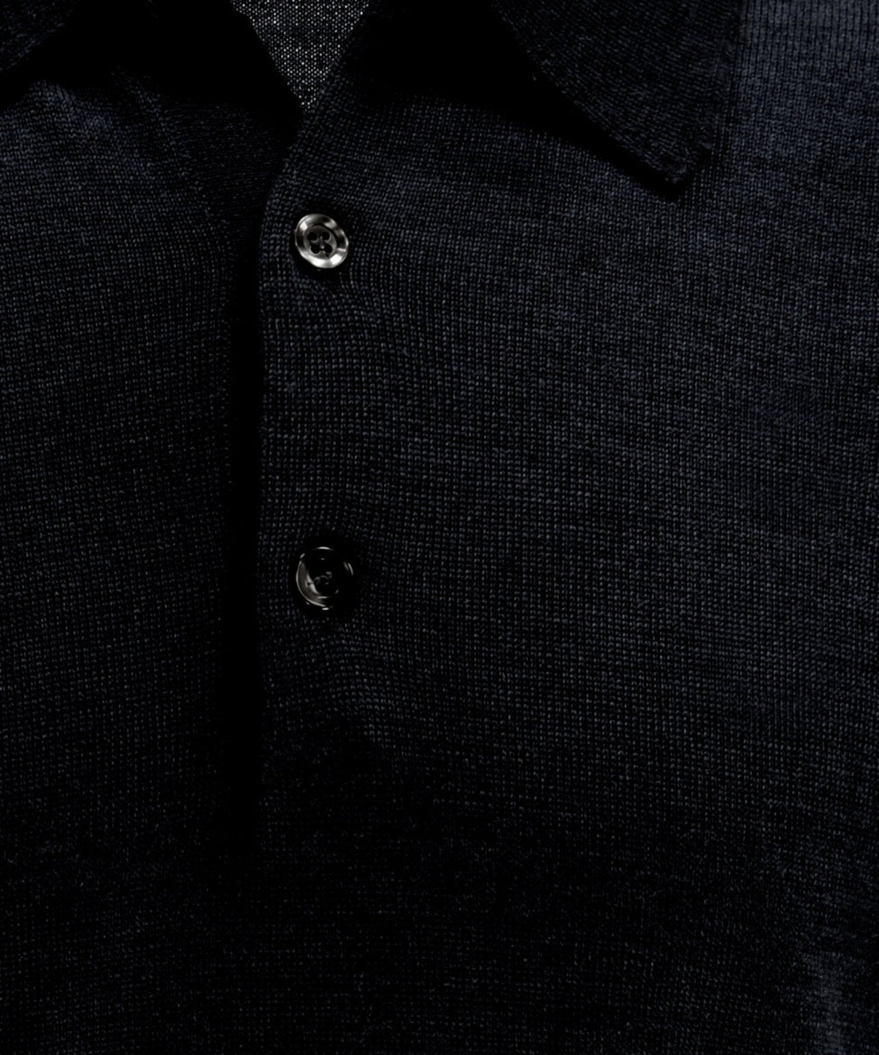 Merino Polo Pullover | Zwart
