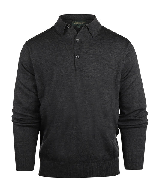 Polo-Pullover aus Merinowolle | Anthrazit