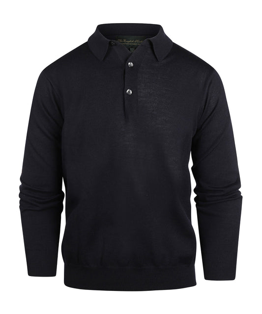 Polo-Pullover aus Merinowolle | Marineblau