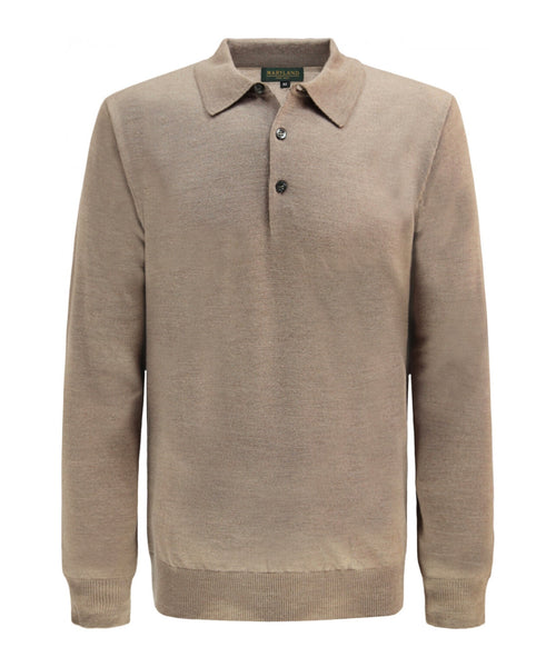 Pullover polo merino wol | Donker Beige