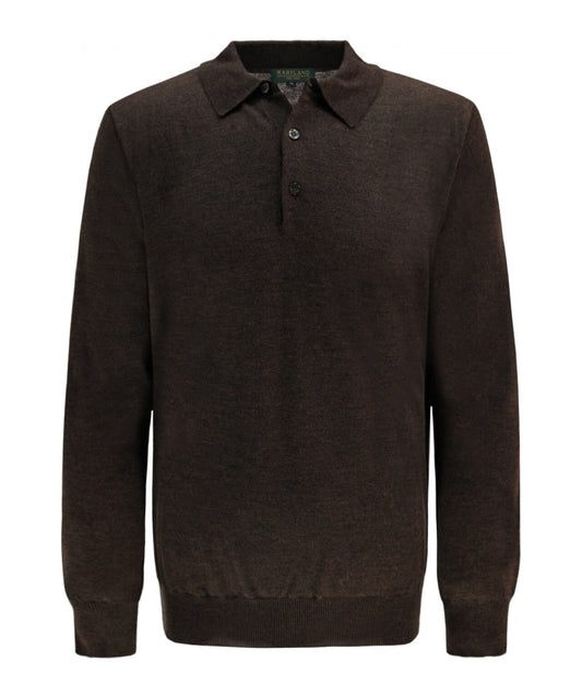 Polo-Pullover aus Merinowolle | Dunkelbraun