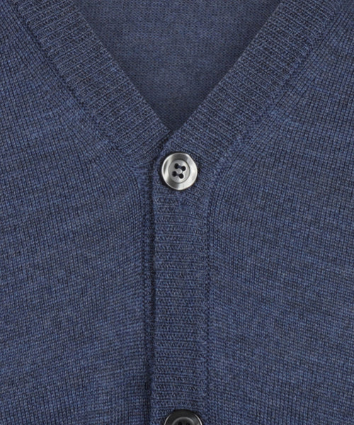 Knoop Vest fijn Merinowol | Light Indigo