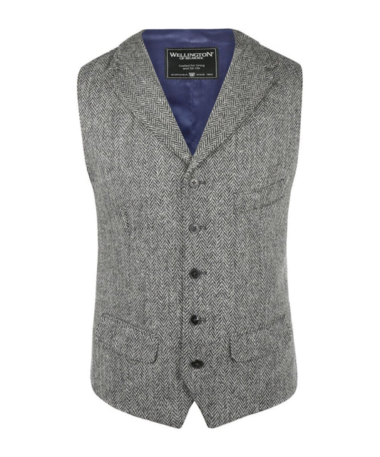 Gilet | Grijs melange herringbone