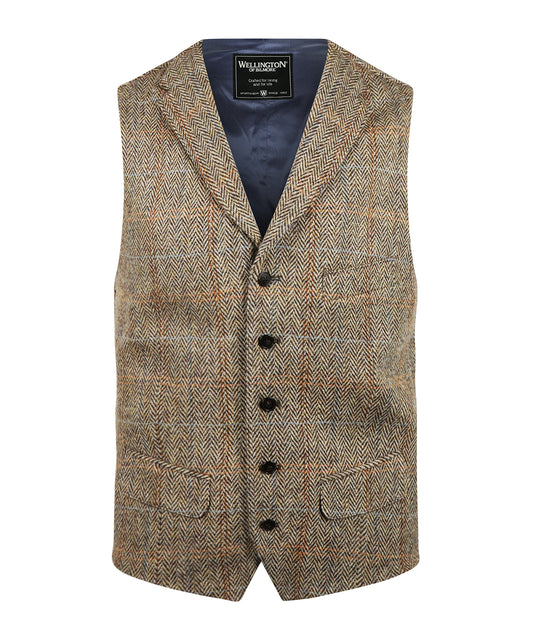 Gilet | Bruin melange herringbone